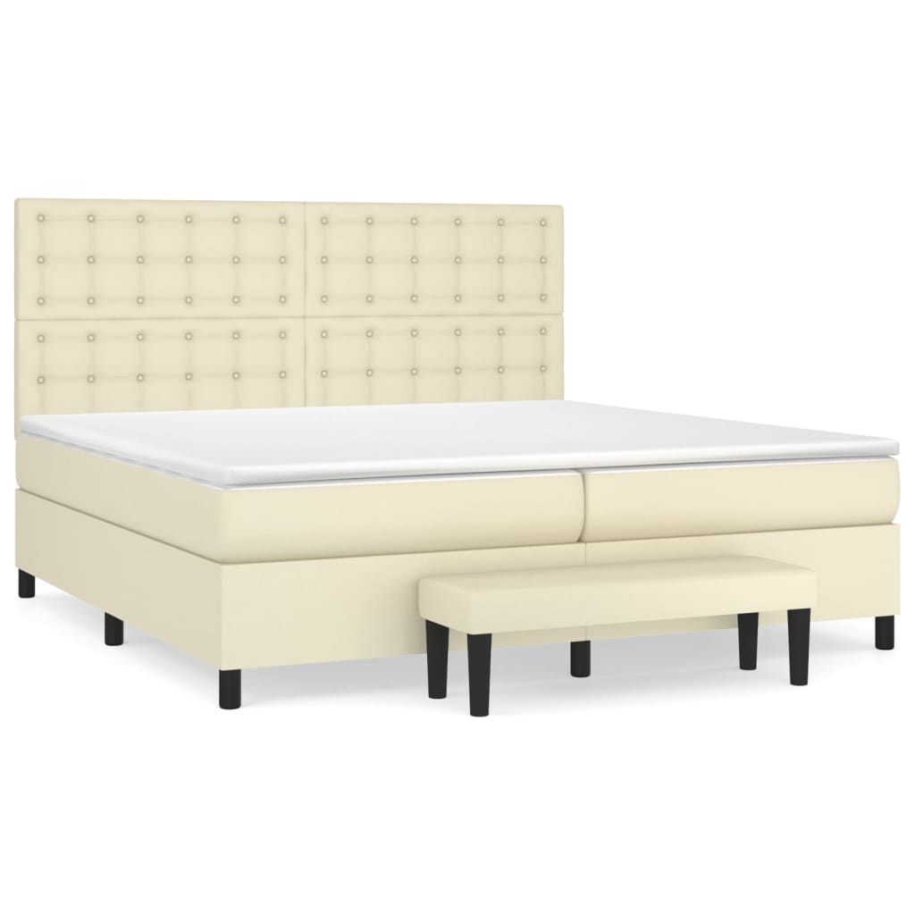 vidaXL Box spring postel s matrací krémová 200x200 cm umělá kůže