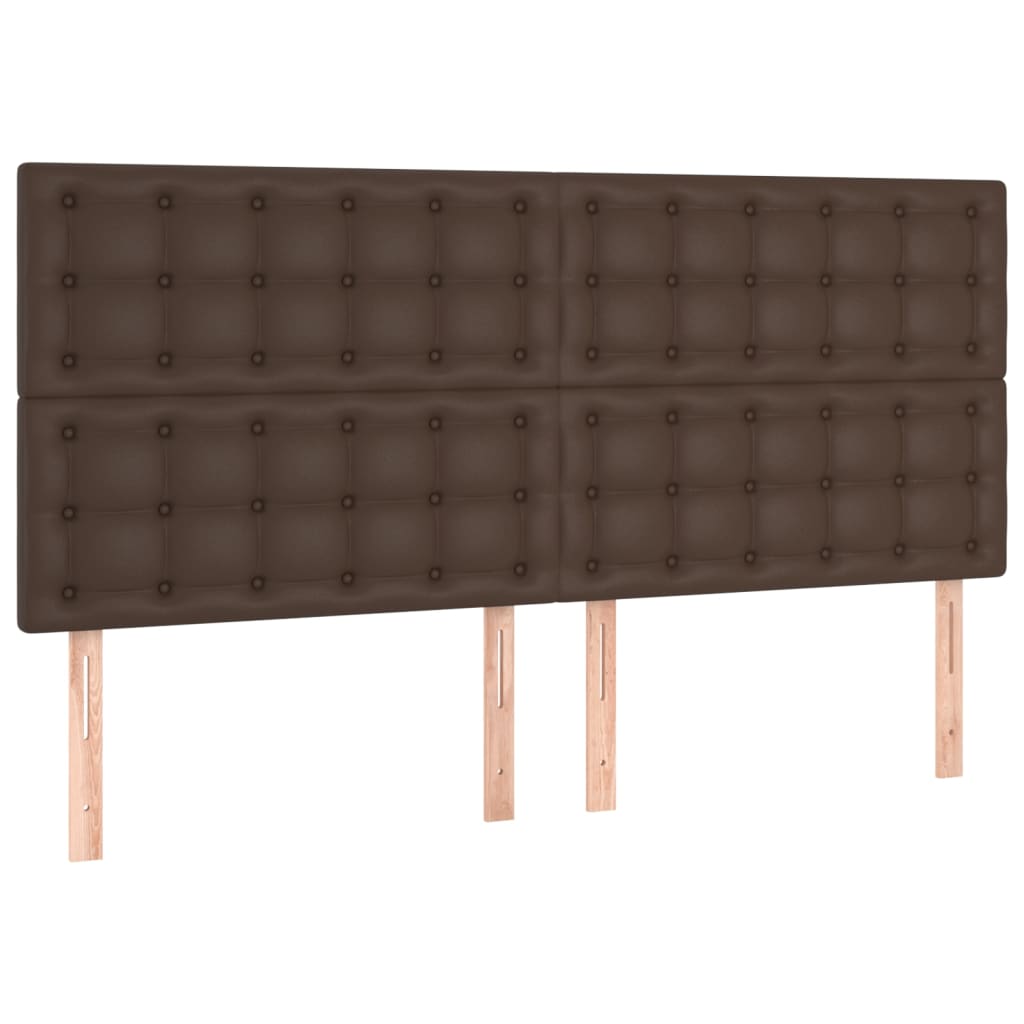 Pat box spring cu saltea, maro, 200x200 cm, piele ecologică