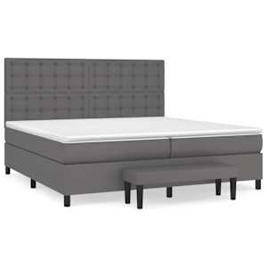 Box spring postel s matrací šedá 200x200 cm umělá kůže - obrázek 2