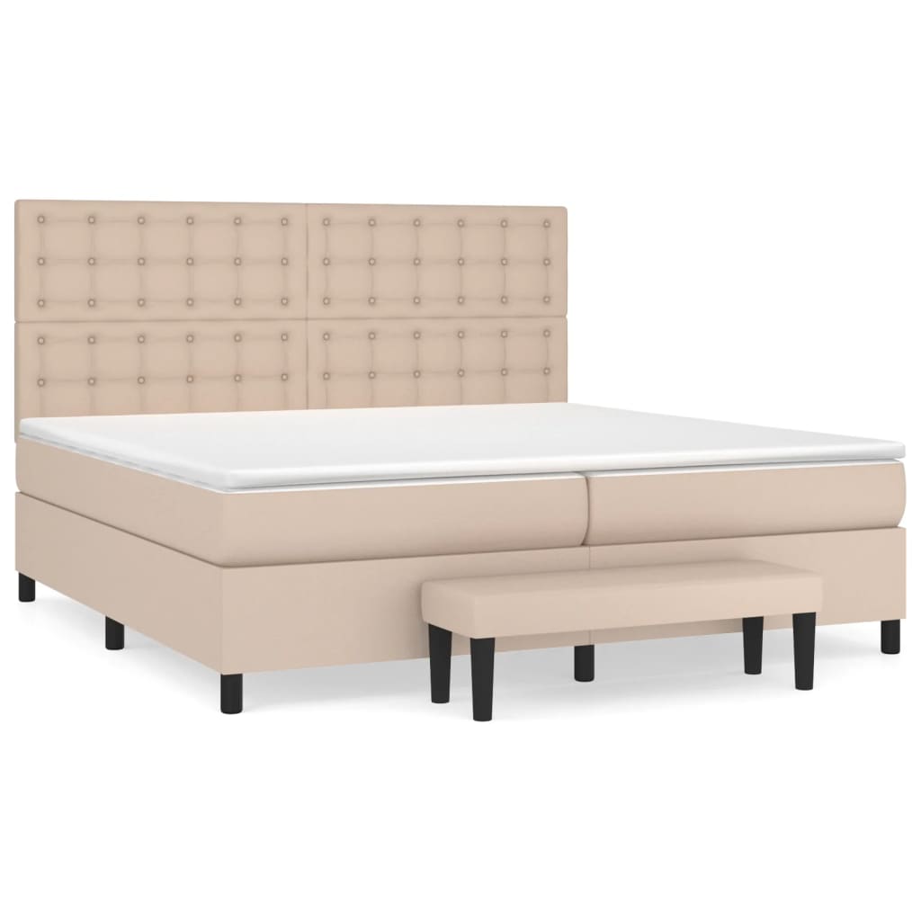 vidaXL Box spring postel s matrací cappuccino 200 x 200 cm umělá kůže