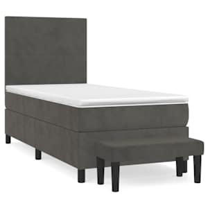 Box spring postelja z vzmetnico temno siva 80x200 cm žamet - slika 2