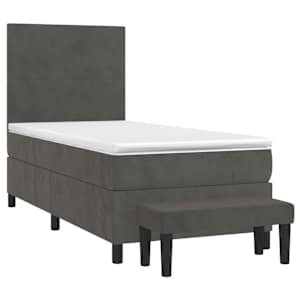 Box spring postelja z vzmetnico temno siva 80x200 cm žamet - slika 3