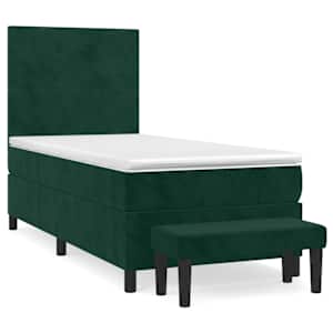Box spring postelja z vzmetnico temno zelena 80x200 cm žamet - slika 2