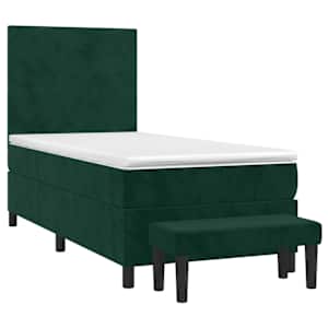 Box spring postelja z vzmetnico temno zelena 80x200 cm žamet - slika 3
