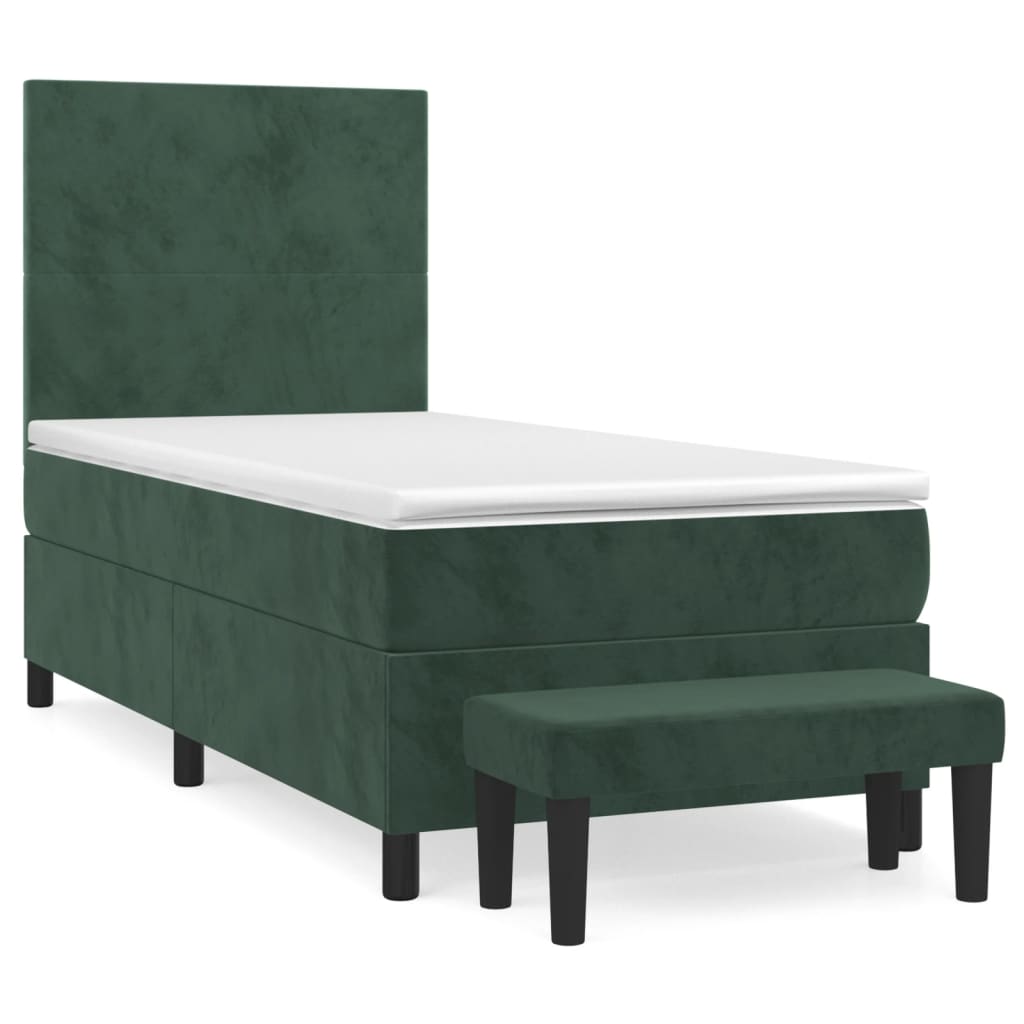 vidaXL Box spring postel s matrací tmavě zelená 90x190 cm samet
