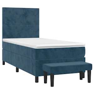 Box spring postel s matrací tmavě modrá 90x190 cm samet - obrázek 3