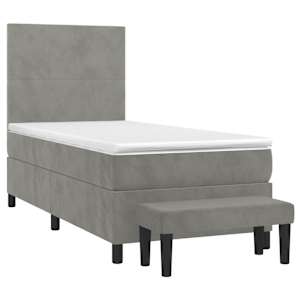 Box spring postel s matrací světle šedá 90x200 cm samet - obrázek 3
