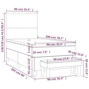 Box spring postelja z vzmetnico črna 90x200 cm žamet - slika 8