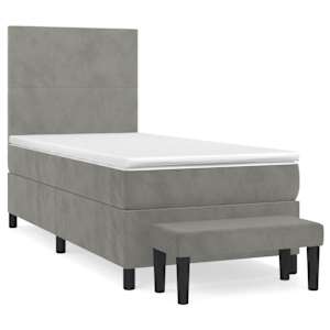Box spring postel s matrací světle šedá 100x200 cm samet - obrázek 2
