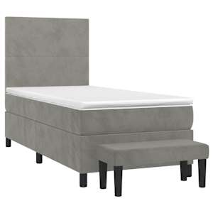 Box spring postel s matrací světle šedá 100x200 cm samet - obrázek 3