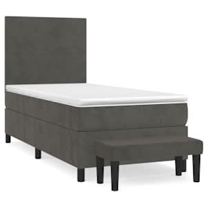Box spring postelja z vzmetnico temno siva 100x200 cm žamet - slika 2