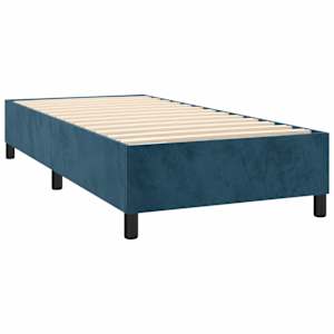 Box spring postelja z vzmetnico temno modra 100x200 cm žamet - slika 4