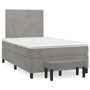 Box spring postel s matrací světle šedá 120 x 200 cm samet - obrázek 2