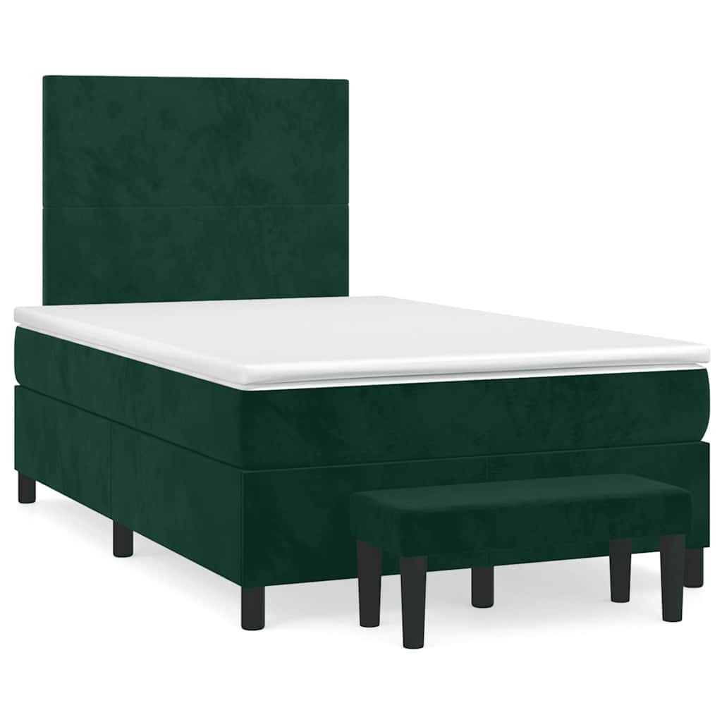 vidaXL Boxspring met matras fluweel donkergroen 120x200 cm groen, foto 3