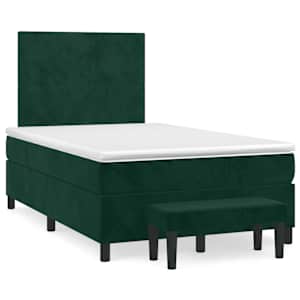 Box spring postelja z vzmetnico temno zelena 120x200 cm žamet - slika 2