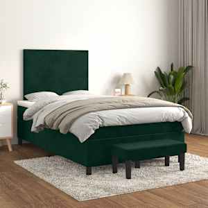 Box spring postel s matrací tmavě zelená 120 x 200 cm samet - obrázek 1
