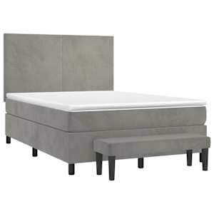 Box spring postel s matrací světle šedá 140x190 cm samet - obrázek 3