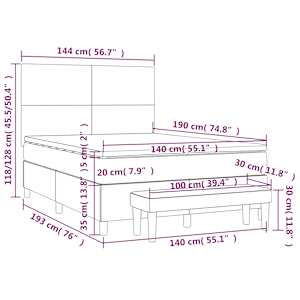 Box spring postel s matrací světle šedá 140x190 cm samet - obrázek 8