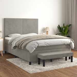 Box spring postel s matrací světle šedá 140x190 cm samet - obrázek 1