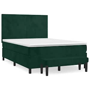 Box spring postel s matrací tmavě zelená 140x190 cm samet - obrázek 2
