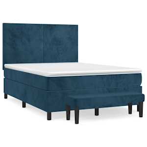 Box spring postel s matrací tmavě modrá 140x190 cm samet - obrázek 2
