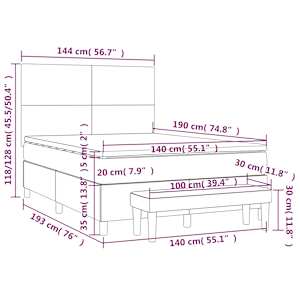 Box spring postel s matrací tmavě modrá 140x190 cm samet - obrázek 9