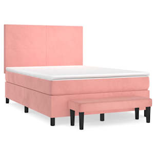 Box spring postel s matrací růžová 140x190 cm samet - obrázek 2