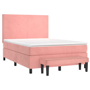 Box spring postel s matrací růžová 140x190 cm samet - obrázek 3