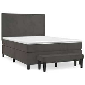 Box spring postel s matrací tmavě šedá 140x200 cm samet - obrázek 2