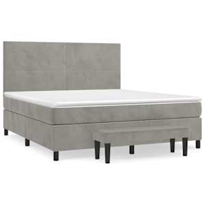 Box spring postel s matrací světle šedá 160x200 cm samet - obrázek 2