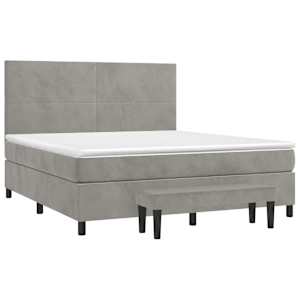 Box spring postel s matrací světle šedá 160x200 cm samet - obrázek 3
