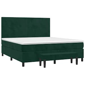 Box spring postel s matrací tmavě zelená 160x200 cm samet - obrázek 3