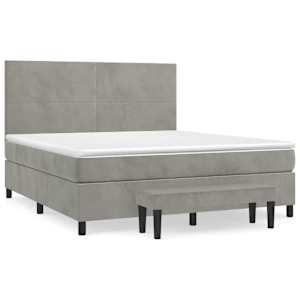 Box spring postel s matrací světle šedá 180x200 cm samet - obrázek 2