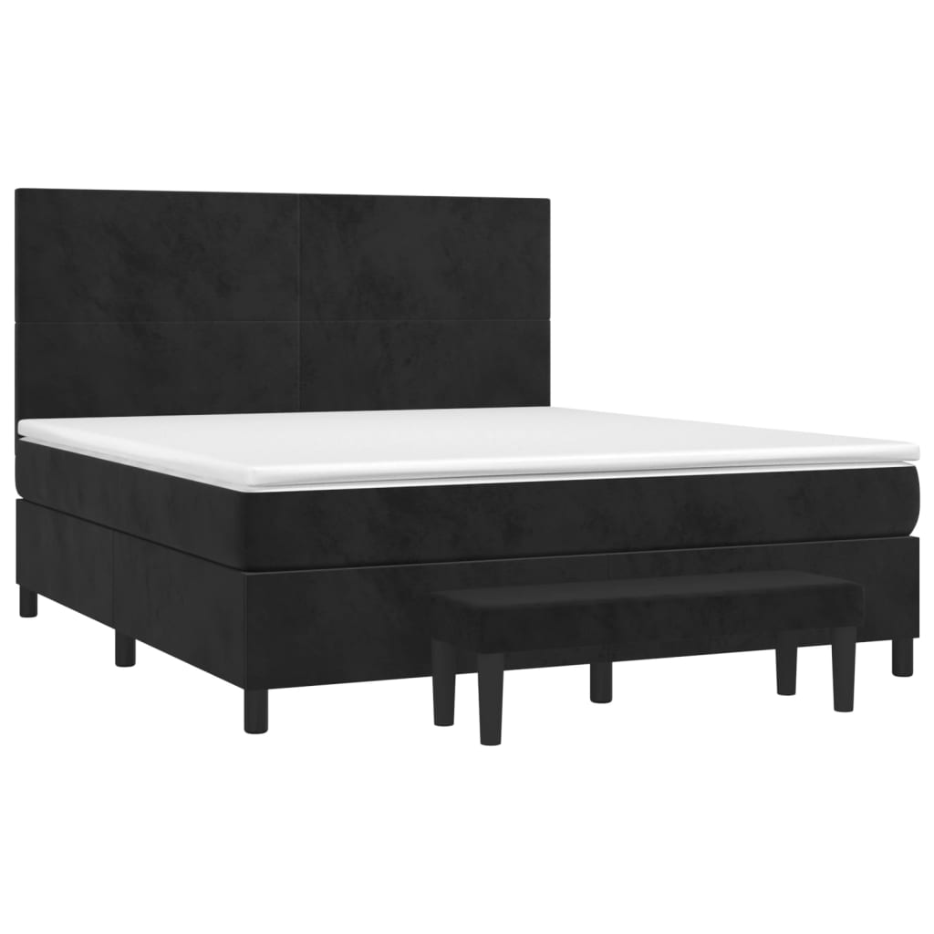 vidaXL Boxspring met matras fluweel zwart 180x200 cm afbeelding