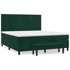 Box spring postel s matrací tmavě zelená 180x200 cm samet - obrázek 2