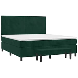 Box spring postel s matrací tmavě zelená 180x200 cm samet - obrázek 3