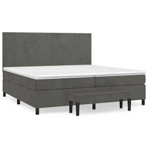 Box spring postel s matrací tmavě šedá 200x200 cm samet - obrázek 2