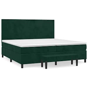 Box spring postel s matrací tmavě zelená 200x200 cm samet - obrázek 2
