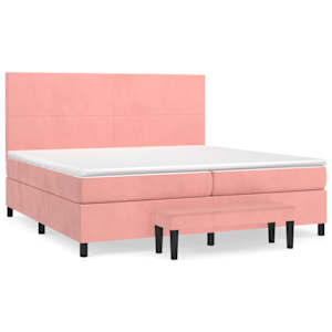 Box spring postel s matrací růžová 200x200 cm samet - obrázek 2