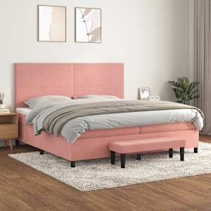 Box spring postel s matrací růžová 200x200 cm samet - obrázek 1