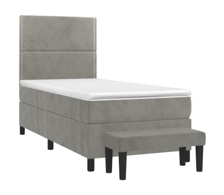 vidaXL Sommier &agrave; lattes de lit et matelas Gris clair 80x200 cm Velours