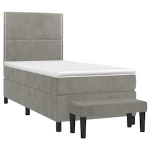 Box spring postel s matrací světle šedá 80 x 200 cm samet - obrázek 3