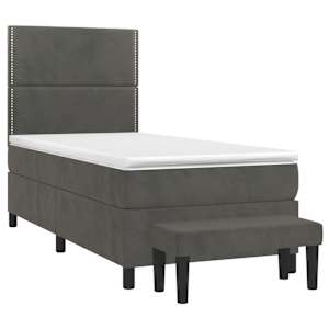 Box spring postel s matrací tmavě šedá 80 x 200 cm samet - obrázek 3