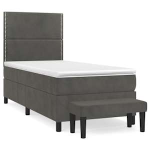 Box spring postel s matrací tmavě šedá 90x190 cm samet - obrázek 2