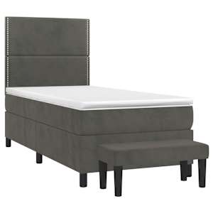 Box spring postel s matrací tmavě šedá 90x190 cm samet - obrázek 3