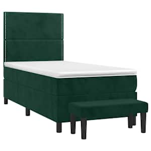Box spring postel s matrací tmavě zelená 90x190 cm samet - obrázek 3