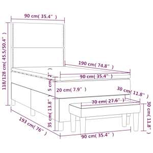 Box spring postelja z vzmetnico temno moder 90x190 cm žamet - slika 9