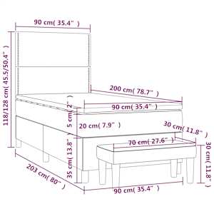 Box spring postelja z vzmetnico temno modra 90x200 cm žamet - slika 9