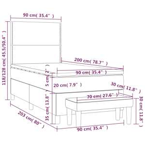 Box spring postel s matrací růžová 90x200 cm samet - obrázek 8