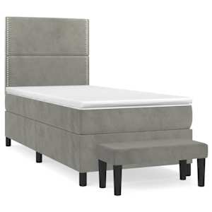 Box spring postel s matrací světle šedá 100x200 cm samet - obrázek 2